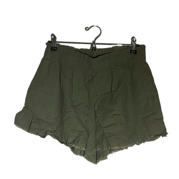 NWT | AERIE | Green Loose Ruffle Linen Short | Large NWT - Picture 2 of 7
